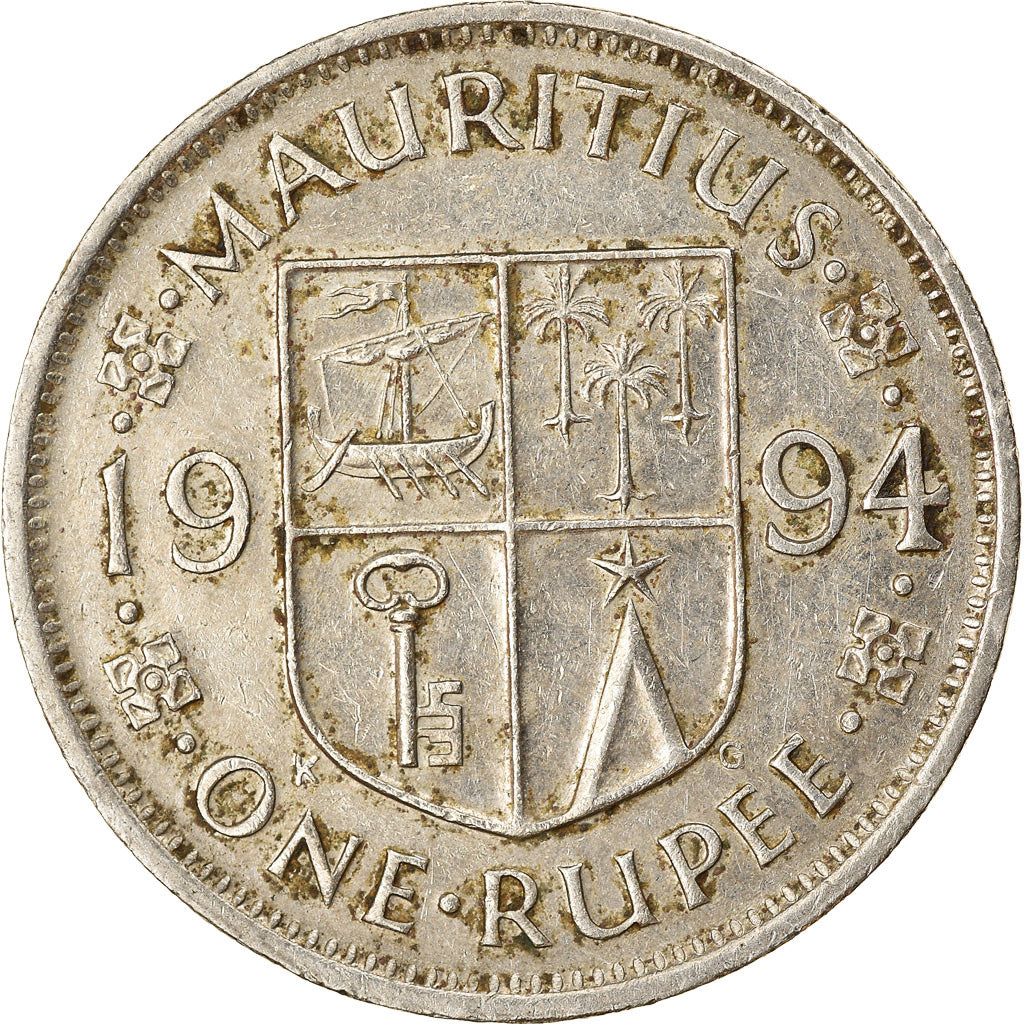 Moeda, Maurícia, Rupee, 1994, VF(30-35), Cobre-níquel, KM:55