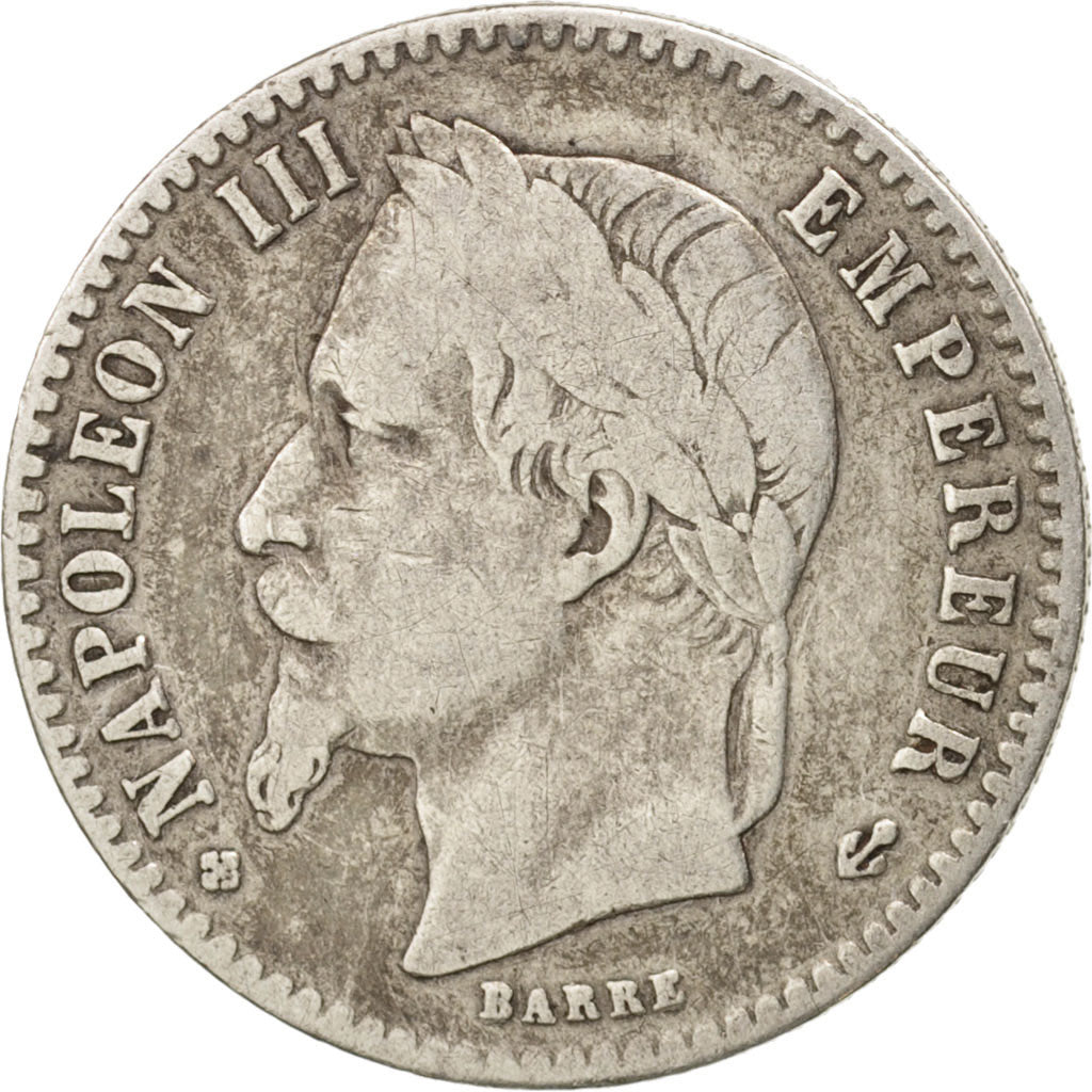 France,Napoleon III,50 Centimes,1865,Strasbourg,VF(20-25),KM 814.2, Gadoury 417