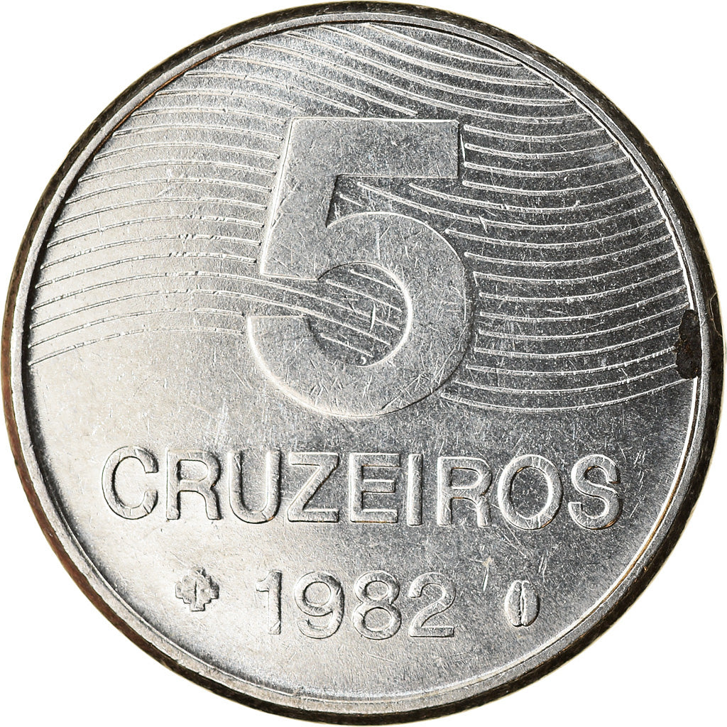 Münze, Brasilien, 5 Cruzeiros, 1982, SS, Stainless Steel, KM:591