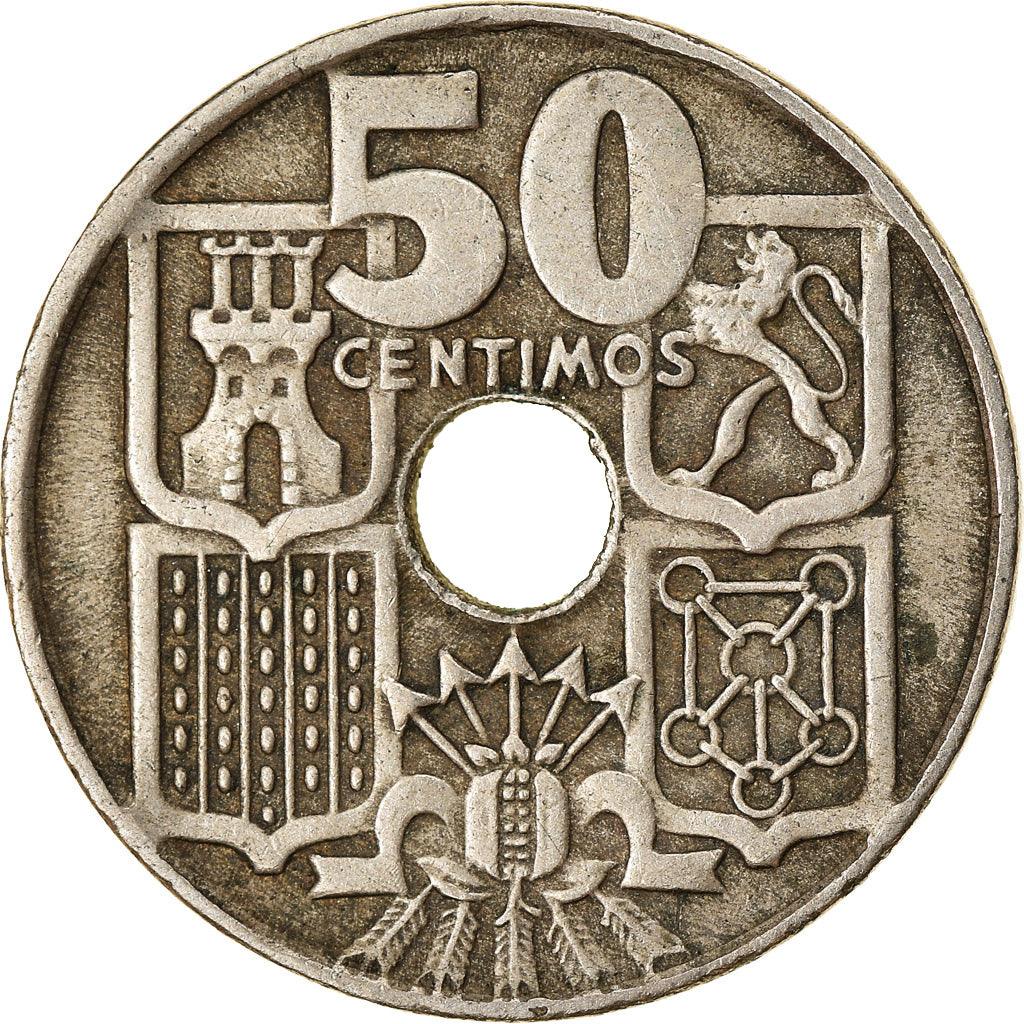 Coin, Spain, Francisco Franco, caudillo, 50 Centimos, 1954, EF(40-45)