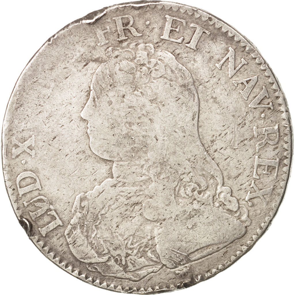 France, Louis XV,Écu aux branches d'olivier,1727,Paris,VF(20-25),KM 486.1