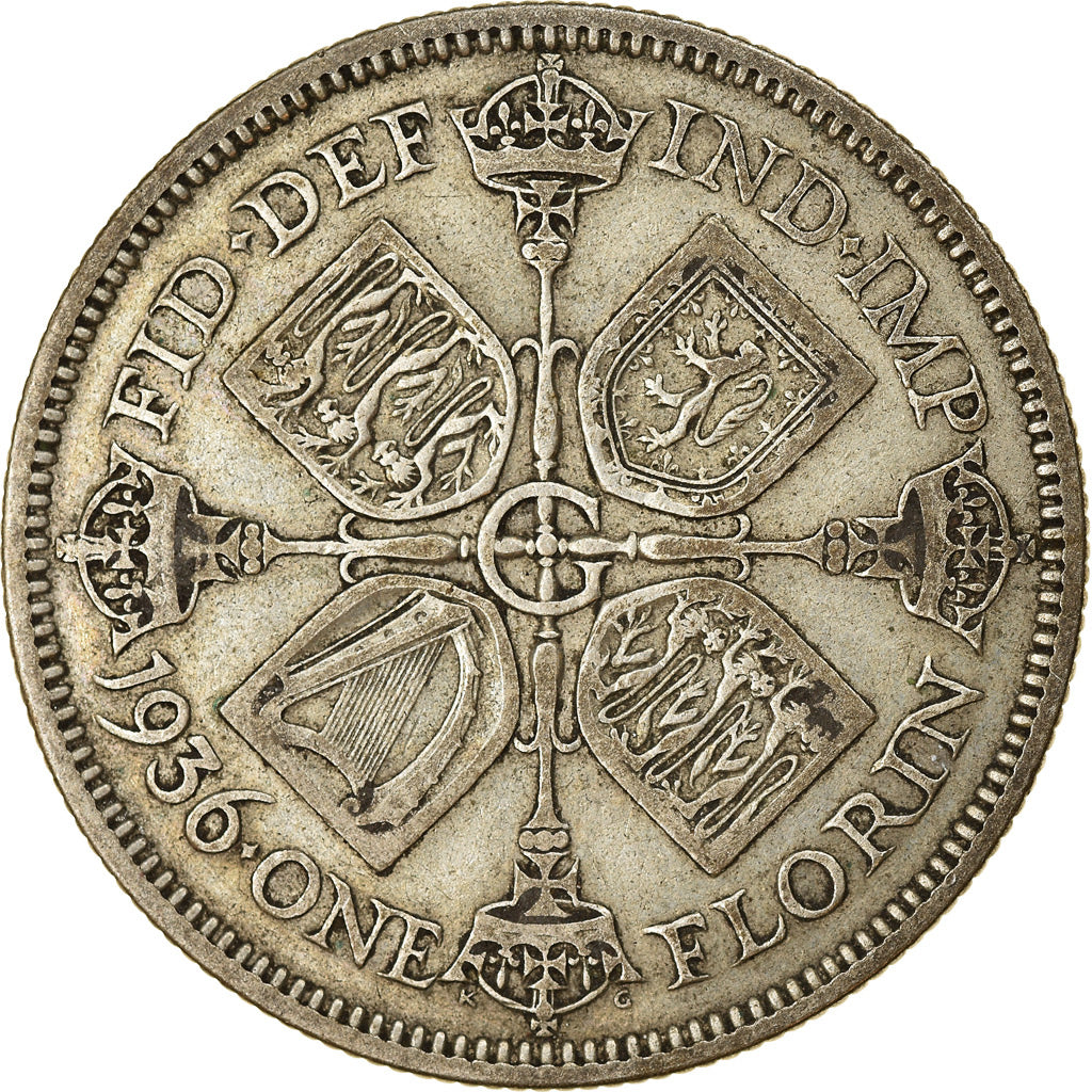 Coin, Great Britain, George V, Florin, Two Shillings, 1936, VF(30-35), Silver