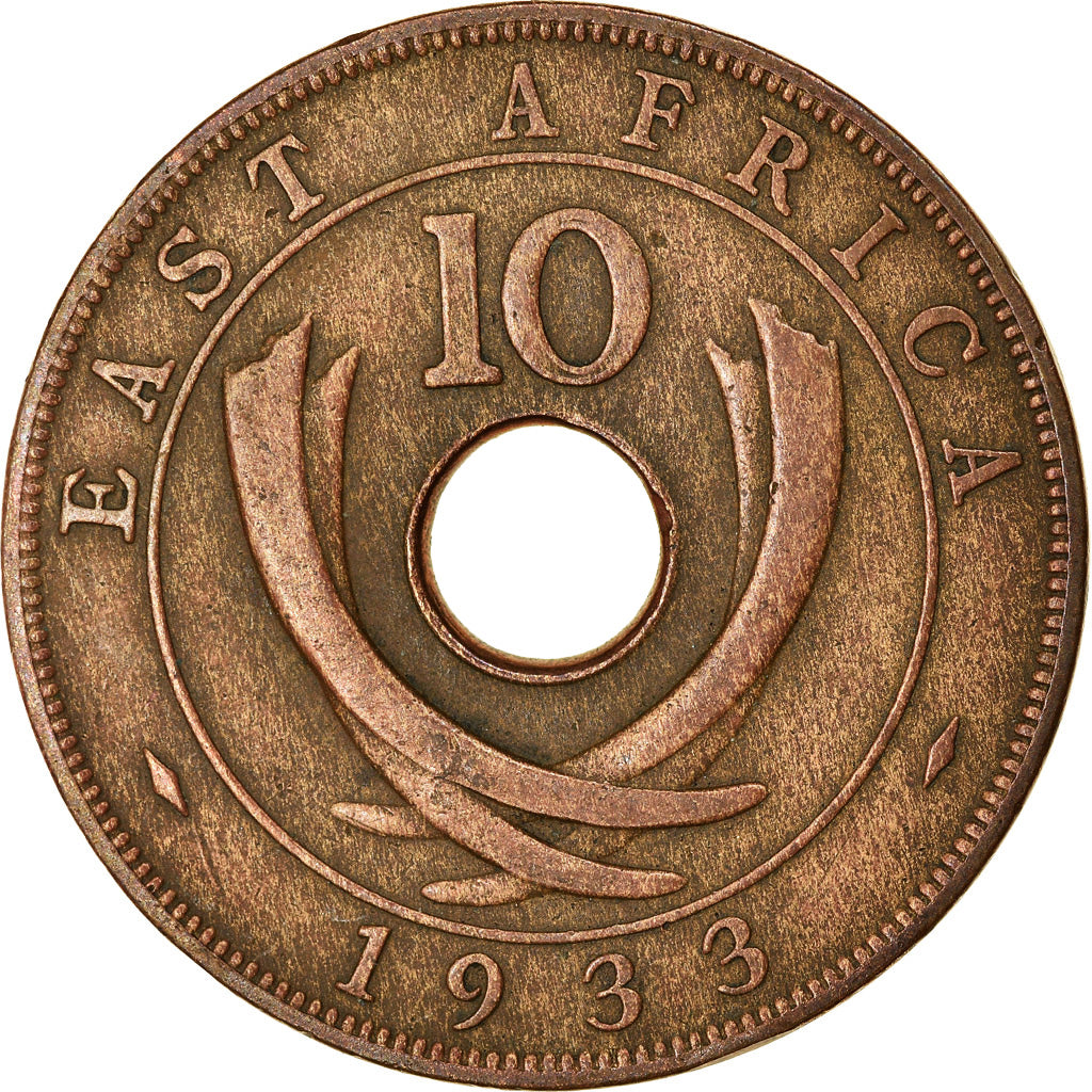 Coin, EAST AFRICA, George V, 10 Cents, 1933, EF(40-45), Bronze, KM:19