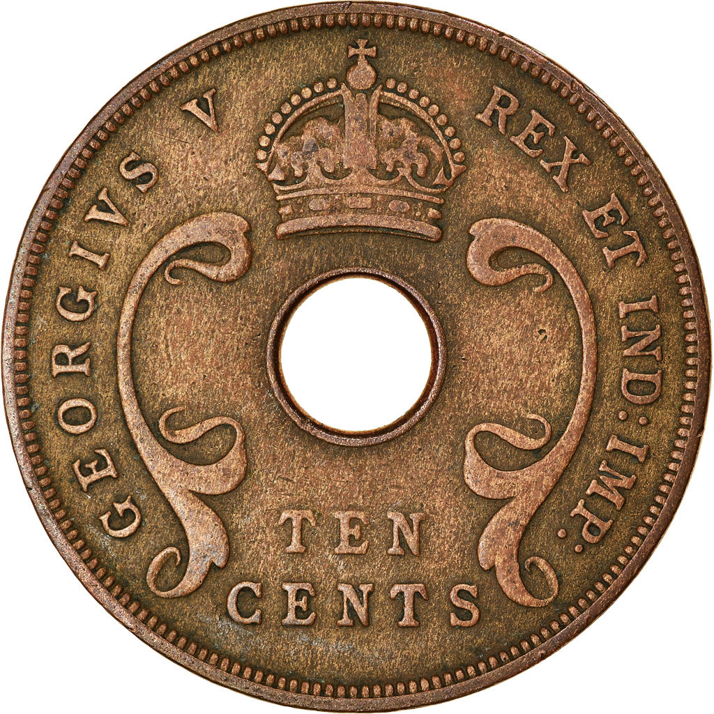 Coin, EAST AFRICA, George V, 10 Cents, 1933, EF(40-45), Bronze, KM:19