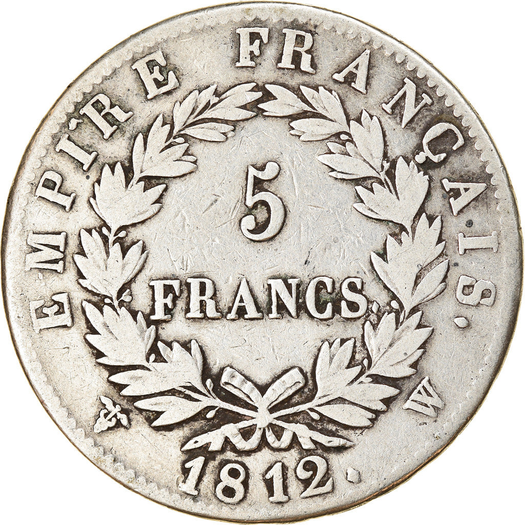 Coin, France, Napoléon I, 5 Francs, 1812, Lille, VF(20-25), Silver, KM:694.16