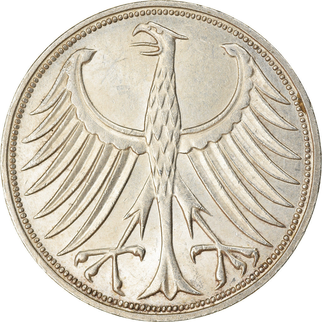 Coin, GERMANY - FEDERAL REPUBLIC, 5 Mark, 1972, Stuttgart, EF(40-45), Silver