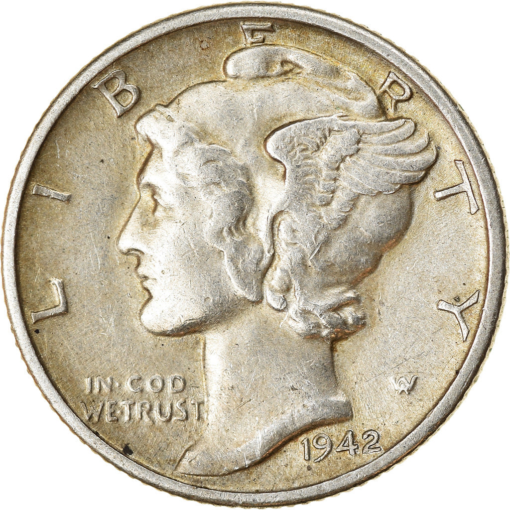 Coin, United States, Mercury Dime, Dime, 1942, U.S. Mint, San Francisco
