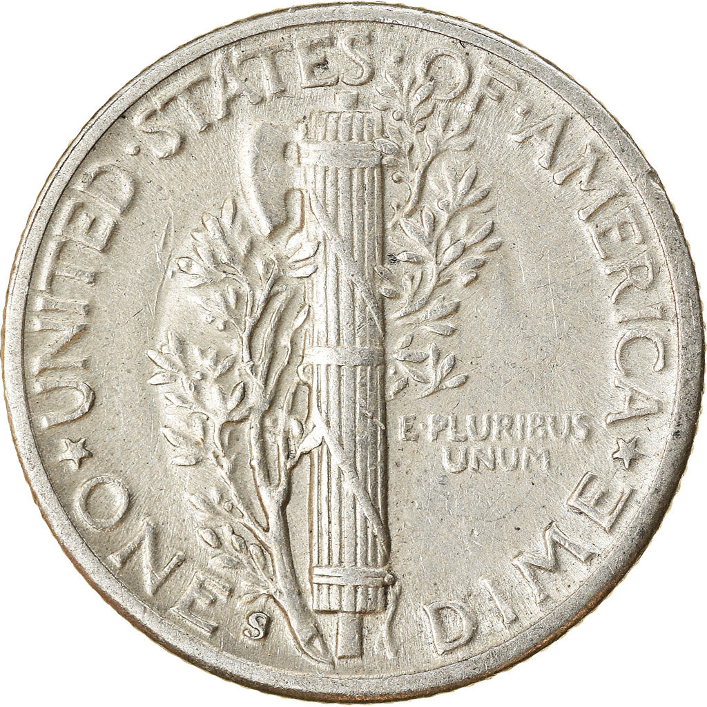 Coin, United States, Mercury Dime, Dime, 1942, U.S. Mint, San Francisco