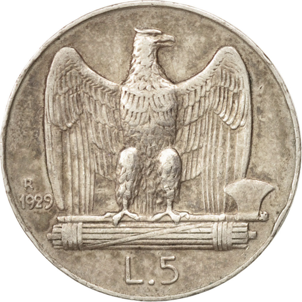Italie, Vittorio Emanuele III, 5 Lire, 1929, Rome, TTB, Argent, KM:67.1