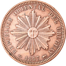 Coin, Uruguay, 40 Centesimos, 1857, Lyon, France, AU(55-58), Copper, KM:10