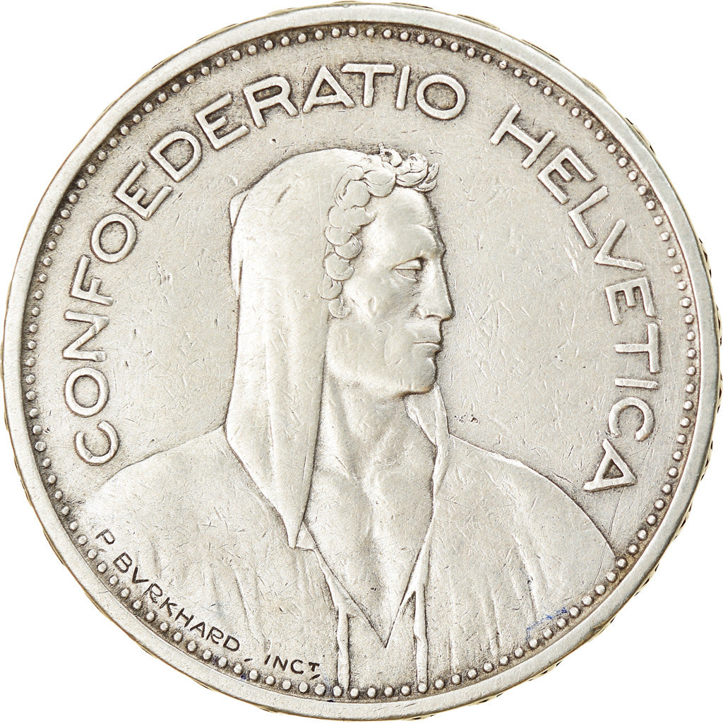 Coin, Switzerland, 5 Francs, 1933, Bern, AU(50-53), Silver, KM:40