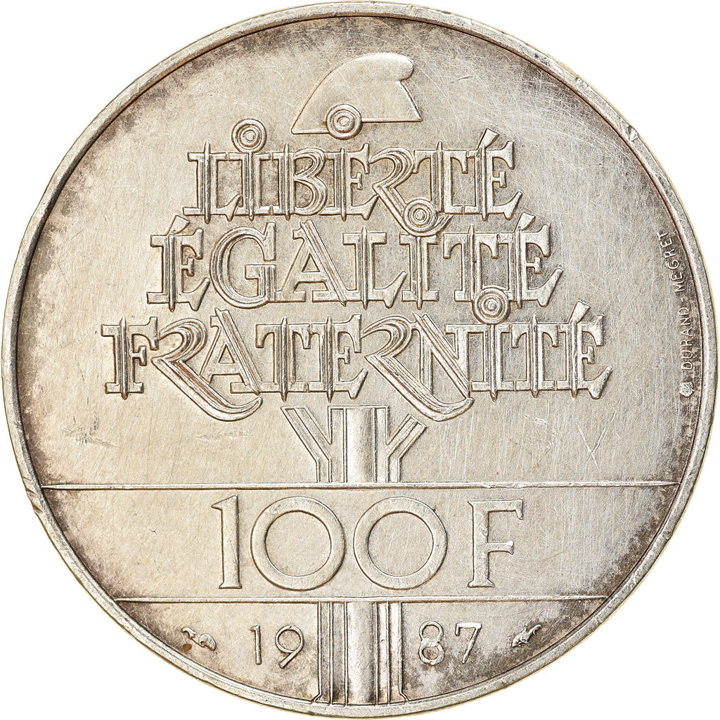 Coin, France, Lafayette, 100 Francs, 1987, AU(50-53), Silver, KM:962