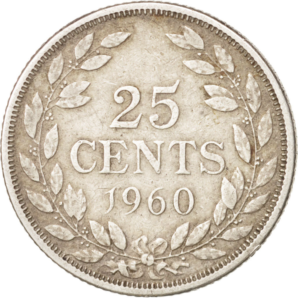 Liberia, 25 Cents, 1960, VF(30-35), Silver, KM:16