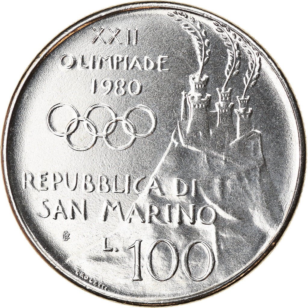 Coin, San Marino, 100 Lire, 1980, Rome, MS(63), Steel, KM:108