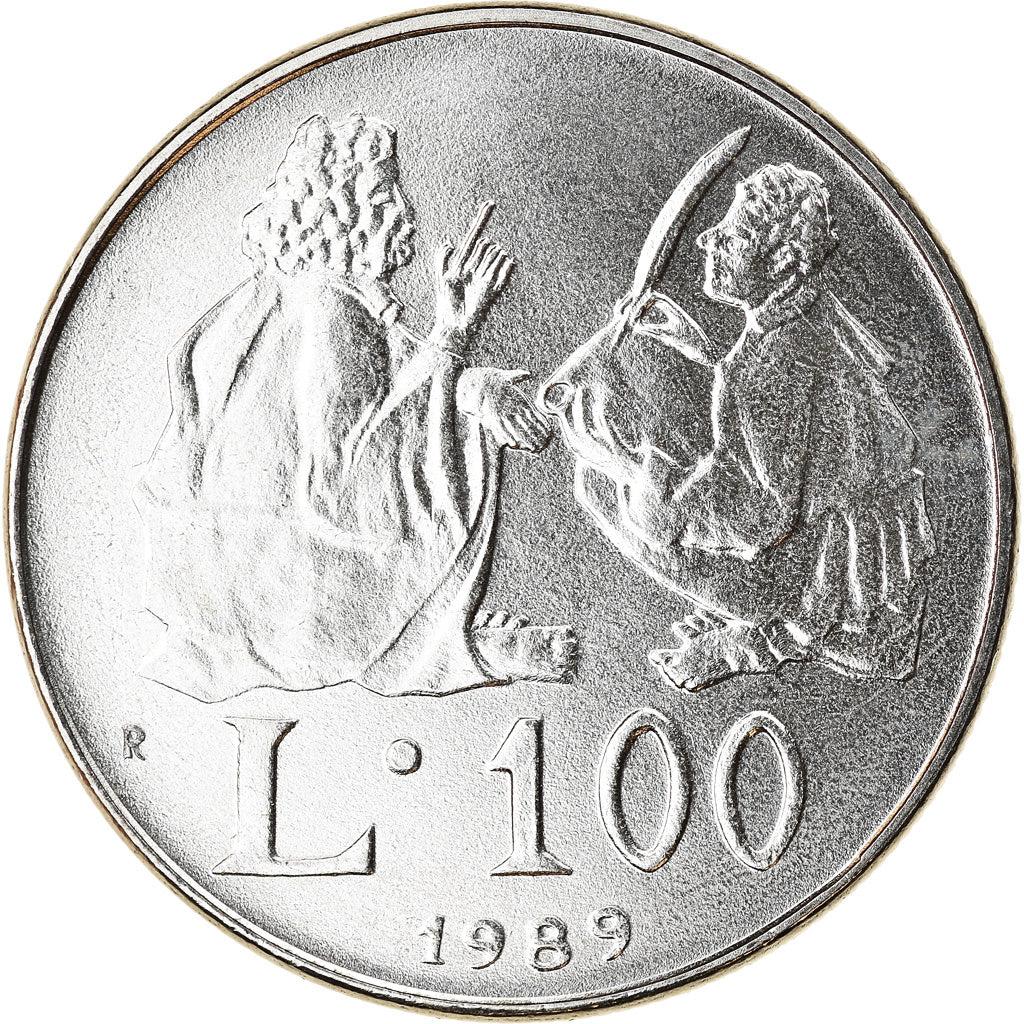 Coin, San Marino, 100 Lire, 1989, Rome, MS(63), Steel, KM:237