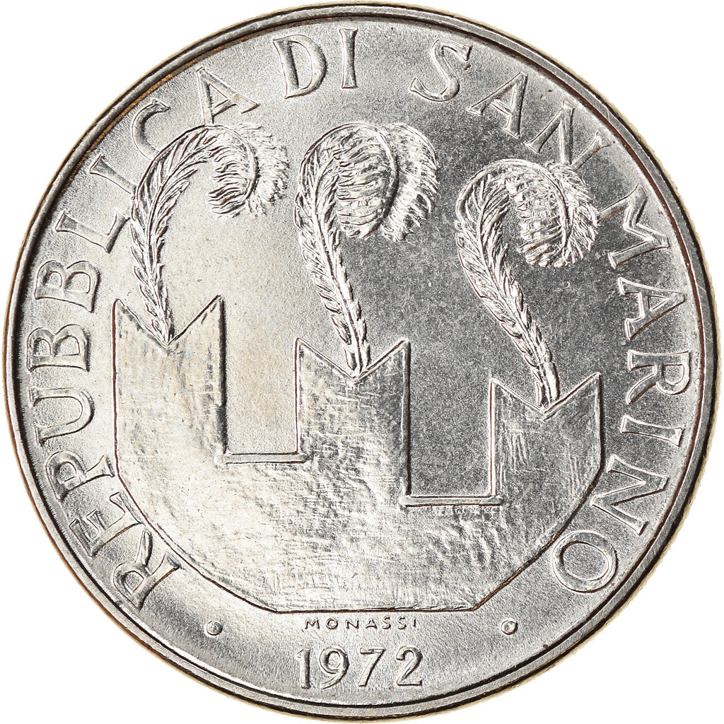 Coin, San Marino, 50 Lire, 1972, Rome, AU(55-58), Steel, KM:19