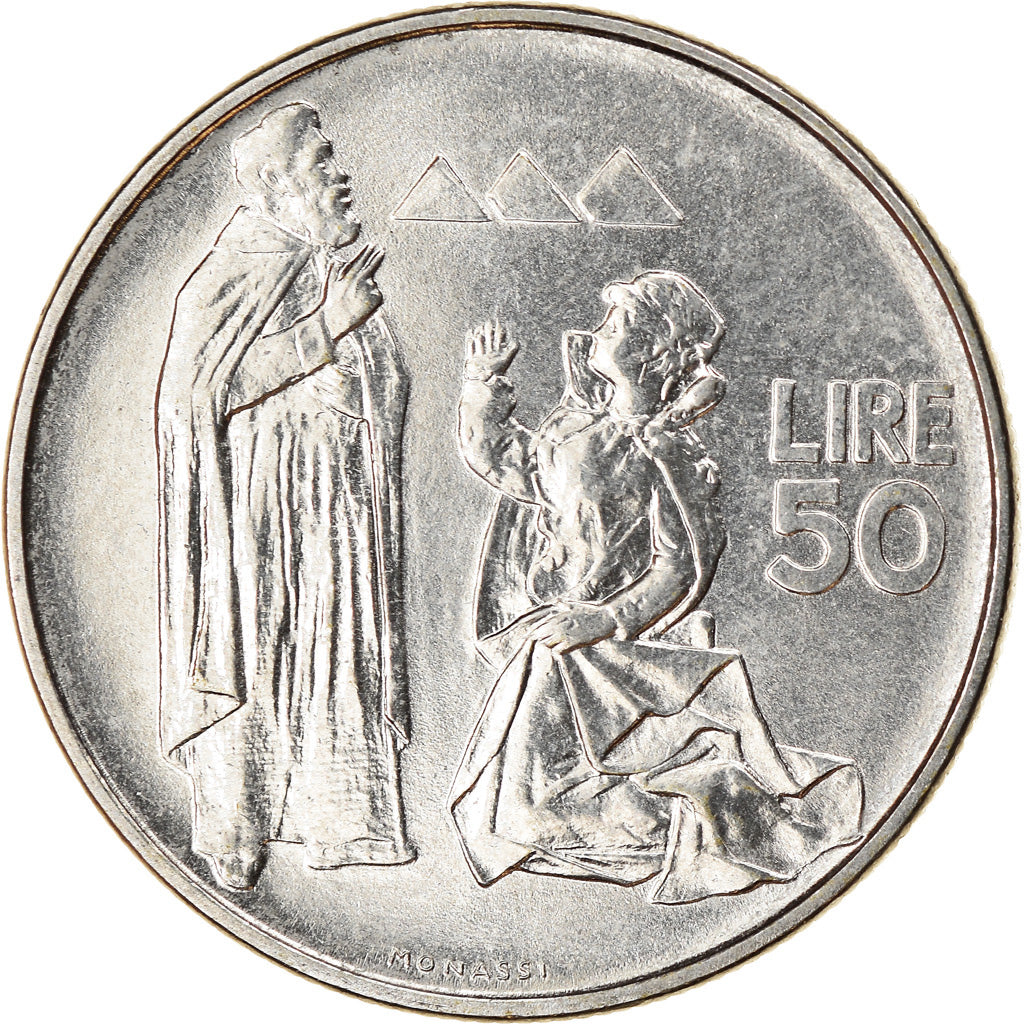 Coin, San Marino, 50 Lire, 1972, Rome, AU(55-58), Steel, KM:19