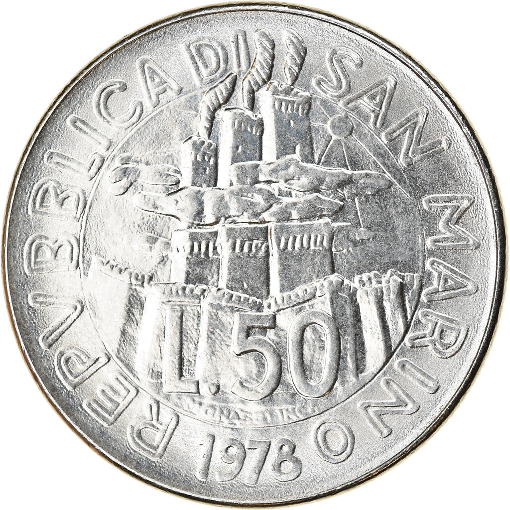 Coin, San Marino, 50 Lire, 1978, Rome, AU(55-58), Steel, KM:81