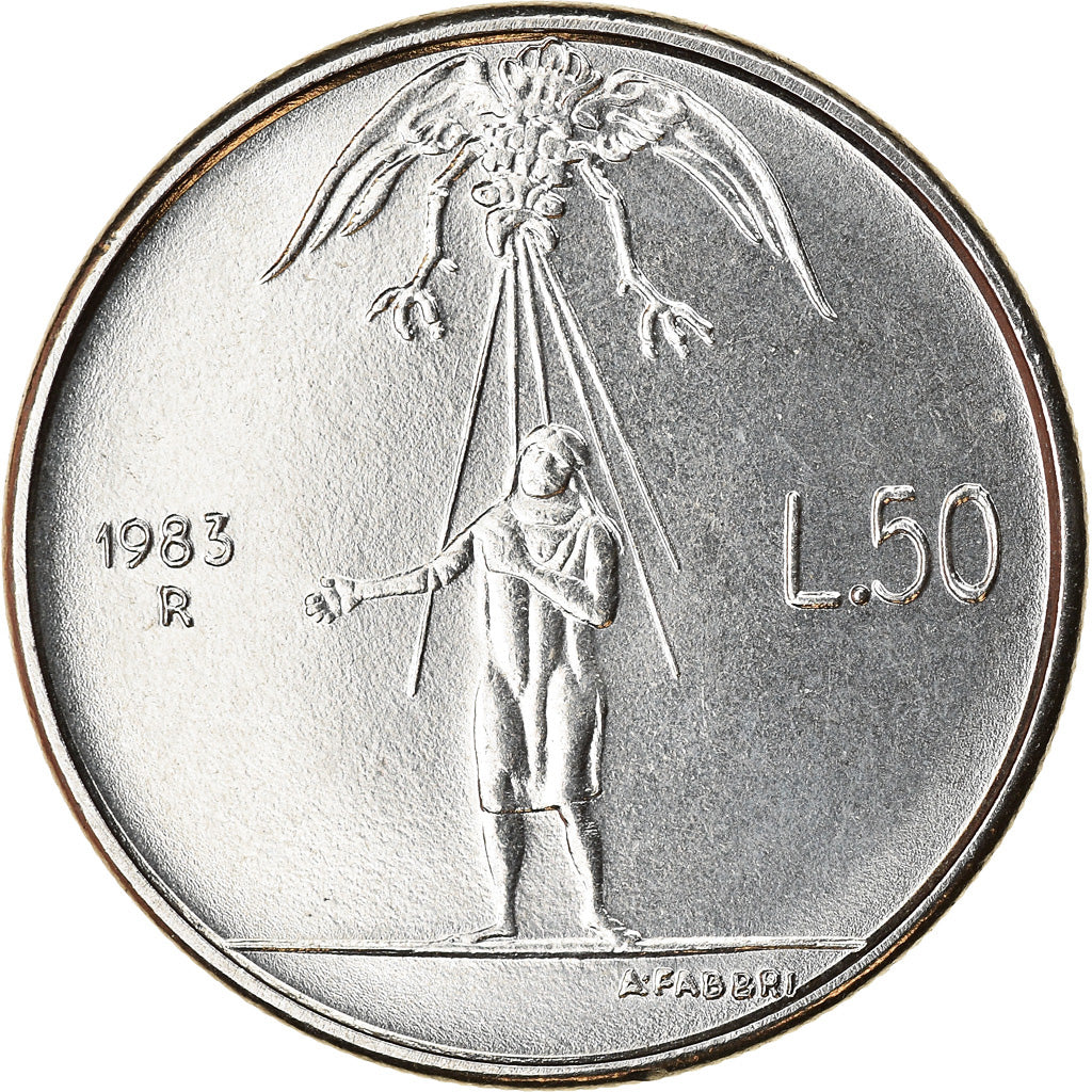 Coin, San Marino, 50 Lire, 1983, Rome, MS(63), Steel, KM:150