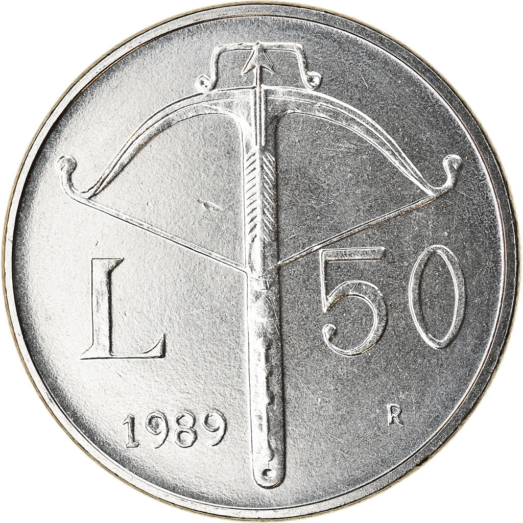 Coin, San Marino, 50 Lire, 1989, Rome, AU(55-58), Steel, KM:236
