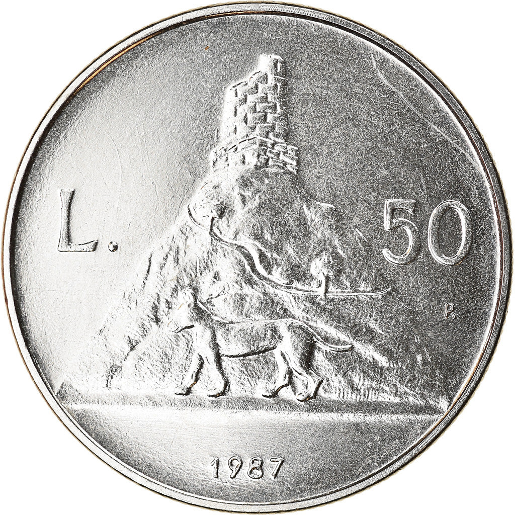 Coin, San Marino, 50 Lire, 1987, Rome, MS(63), Steel, KM:206