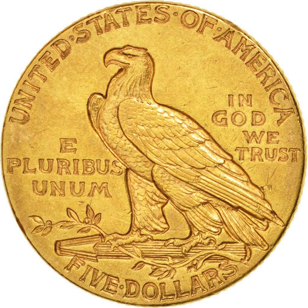 United States, Indian Head, $5, Half Eagle, 1910, Philadelphia, AU(50-53),KM 129
