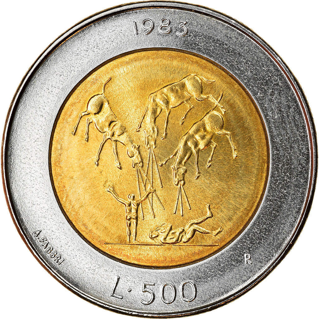 Coin, San Marino, 500 Lire, 1983, Rome, MS(63), Bi-Metallic, KM:153