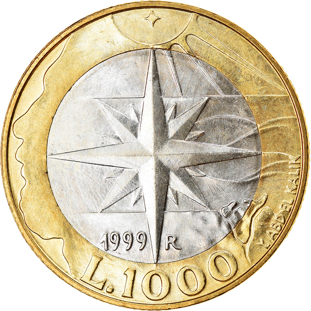 Moneda, San Marino, 1000 Lire, 1999, Rome, MBC+, Bimetálico, KM:395