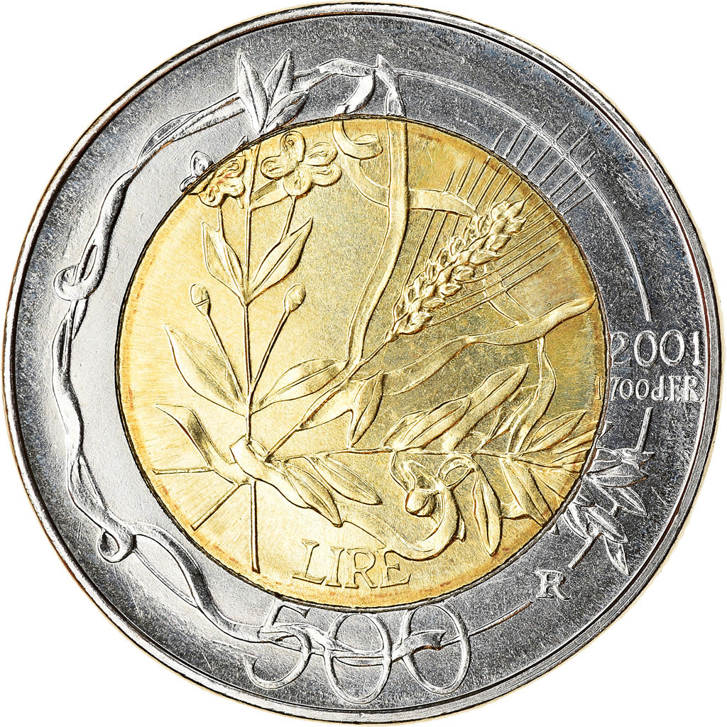 Coin, San Marino, 500 Lire, 2001, Rome, MS(63), Bi-Metallic, KM:429