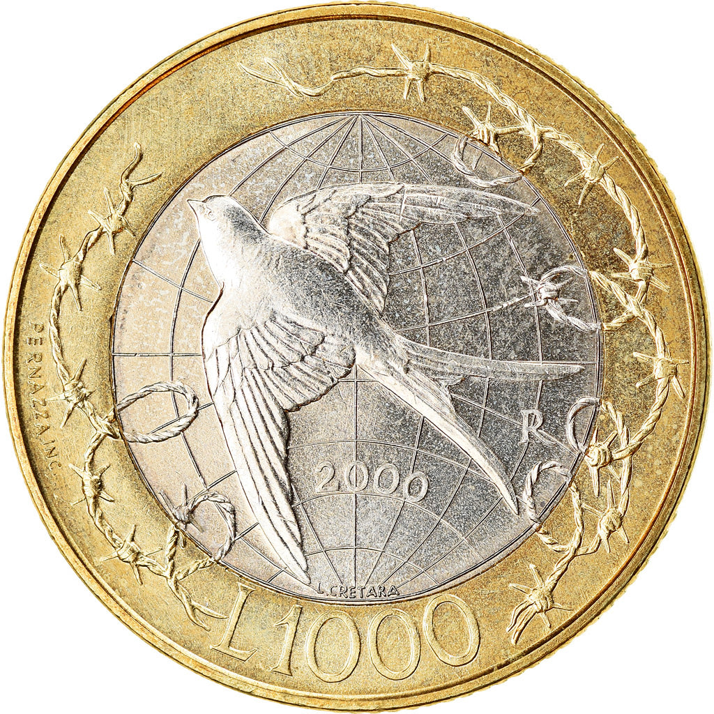 Moneta, San Marino, Liberty, 1000 Lire, 2000, SPL-, Bi-metallico, KM:405
