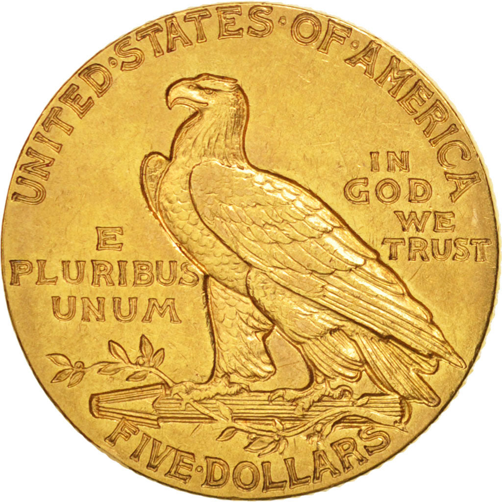 Coin, United States, Indian Head, $5, Half Eagle, 1912, U.S. Mint, Philadelphia