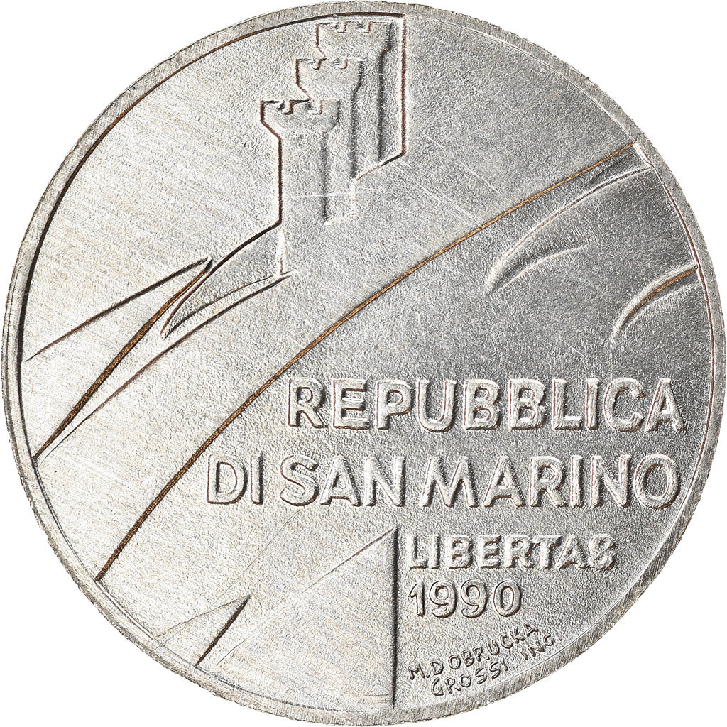Coin, San Marino, 10 Lire, 1990, Rome, AU(55-58), Aluminum, KM:251