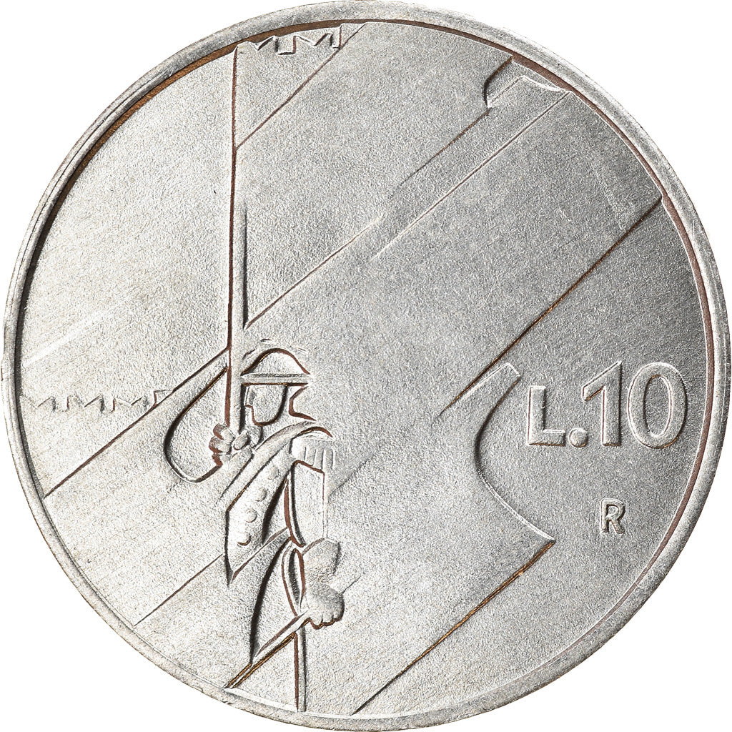 Coin, San Marino, 10 Lire, 1990, Rome, AU(55-58), Aluminum, KM:251
