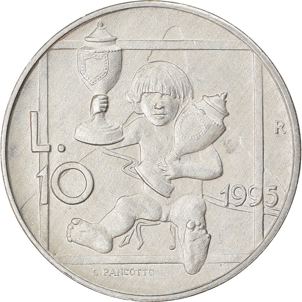 Munten, San Marino, 10 Lire, 1995, Rome, ZF+, Aluminium, KM:325