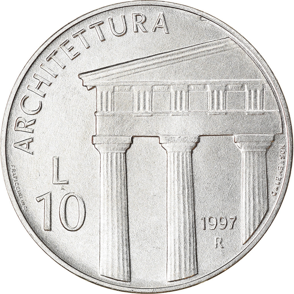 Coin, San Marino, 10 Lire, 1997, AU(55-58), Aluminum, KM:362