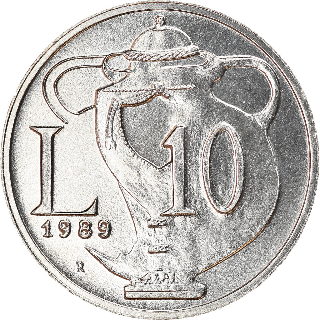Coin, San Marino, 10 Lire, 1989, Rome, MS(63), Aluminum, KM:234