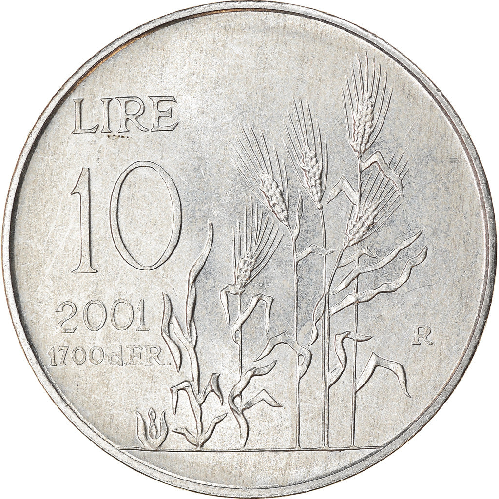 Coin, San Marino, 10 Lire, 2001, Rome, AU(50-53), Aluminum, KM:424