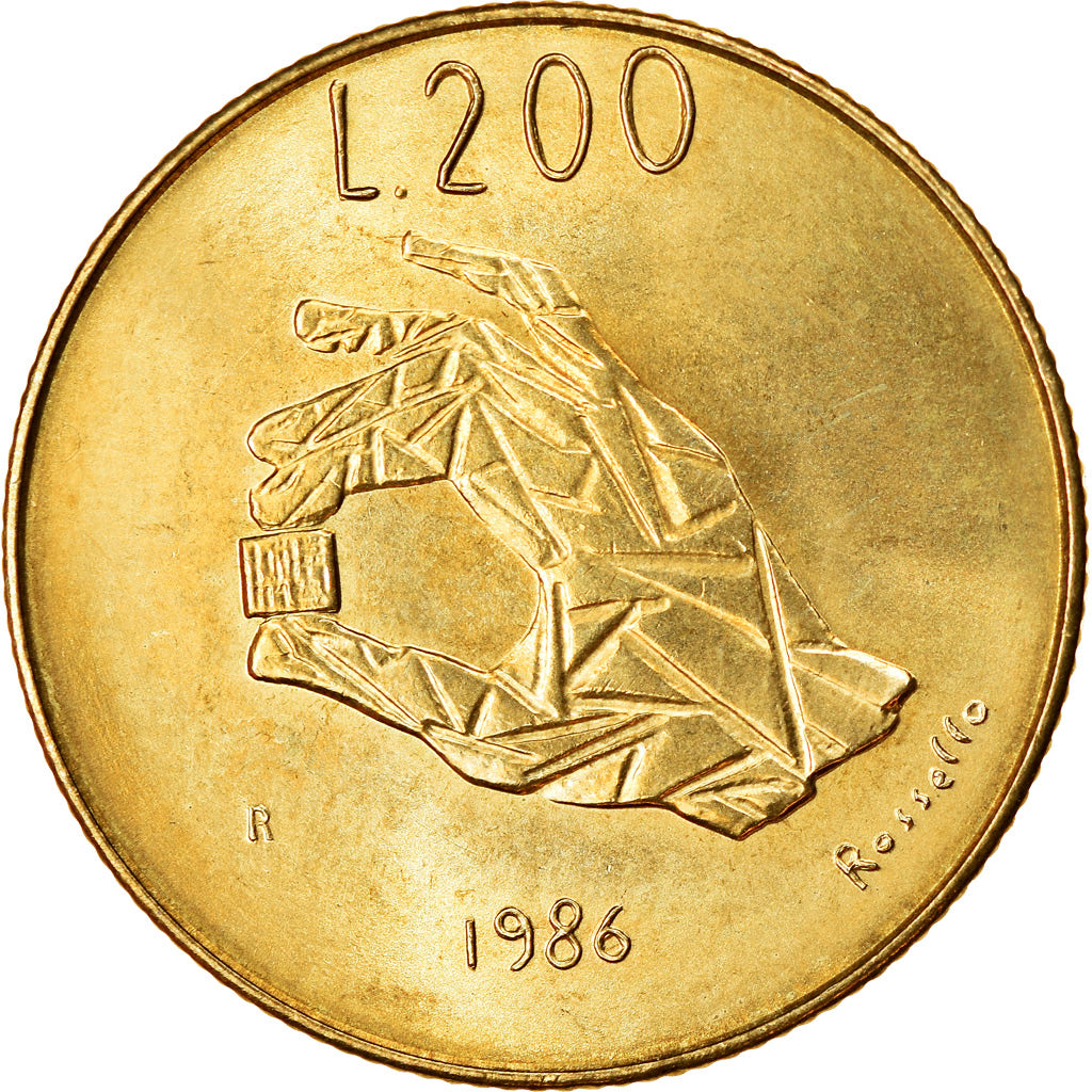 Coin, San Marino, 200 Lire, 1986, MS(63), Aluminum-Bronze, KM:194