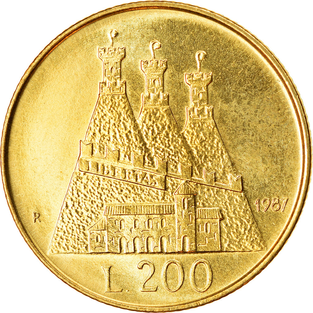 Coin, San Marino, 200 Lire, 1987, MS(63), Aluminum-Bronze, KM:208