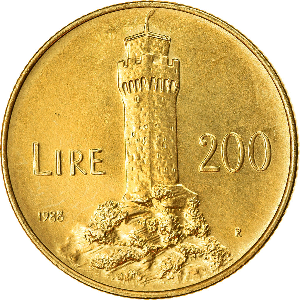 Munten, San Marino, 200 Lire, 1988, ZF+, Aluminum-Bronze, KM:225