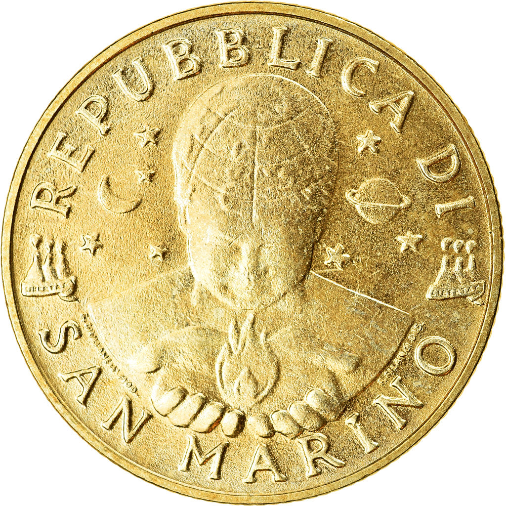 Coin, San Marino, 200 Lire, 1996, MS(63), Aluminum-Bronze, KM:356