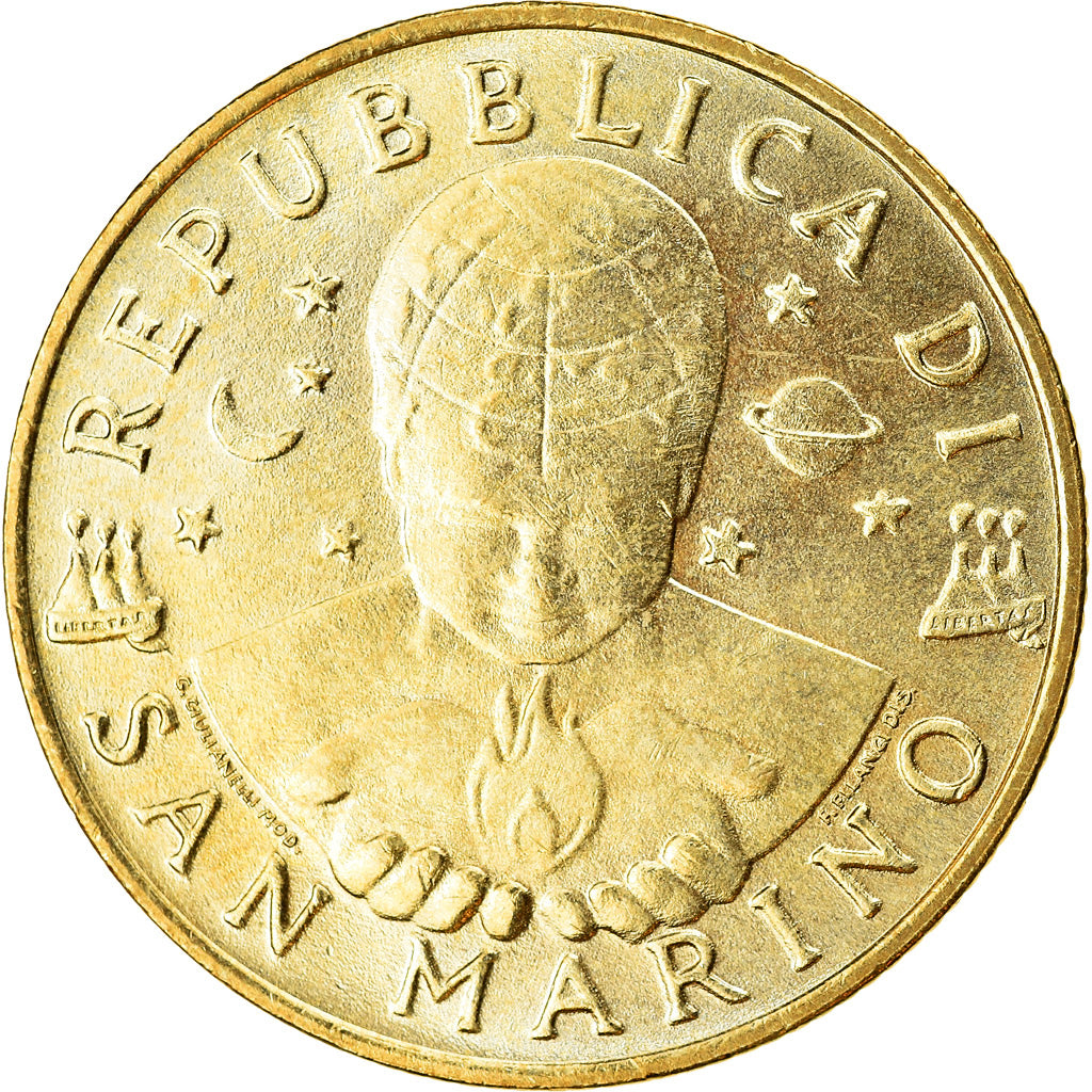 Coin, San Marino, 200 Lire, 1998, MS(63), Aluminum-Bronze, KM:382