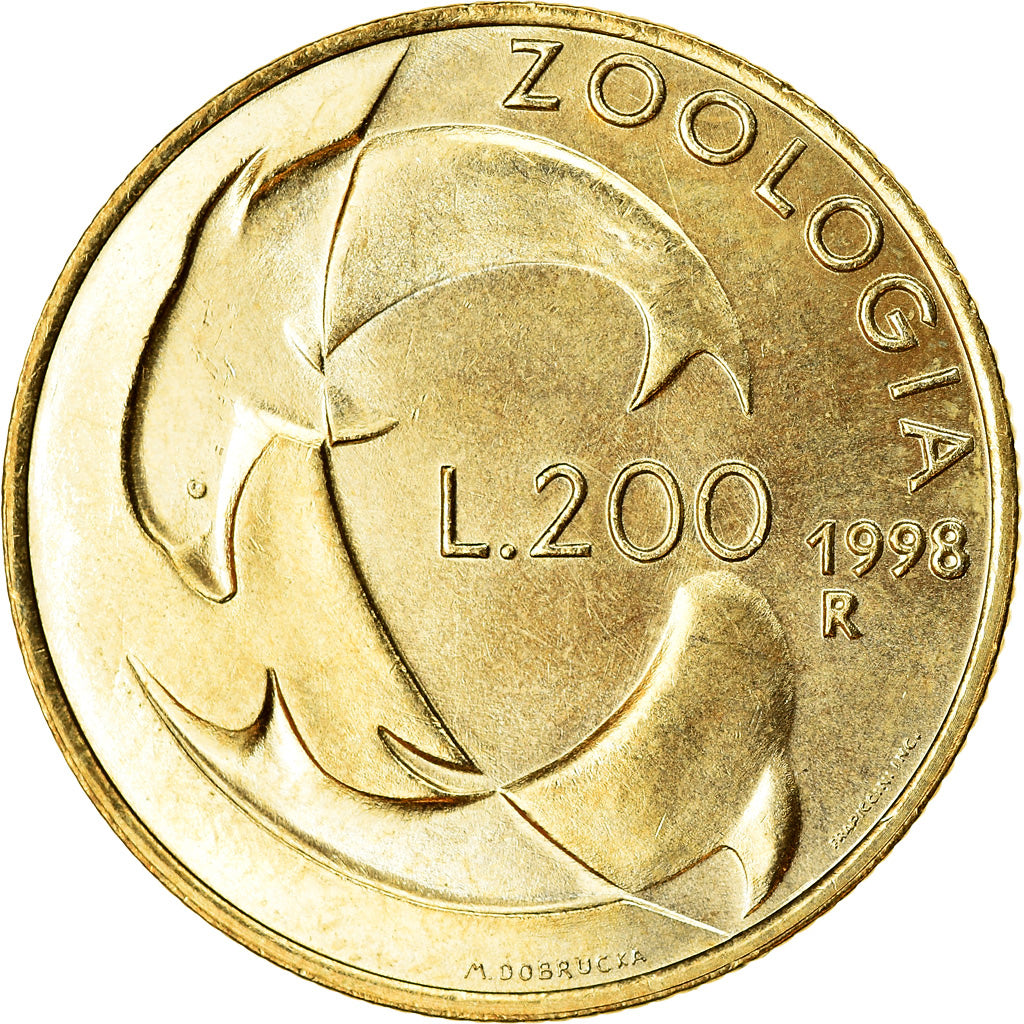 Coin, San Marino, 200 Lire, 1998, MS(63), Aluminum-Bronze, KM:382