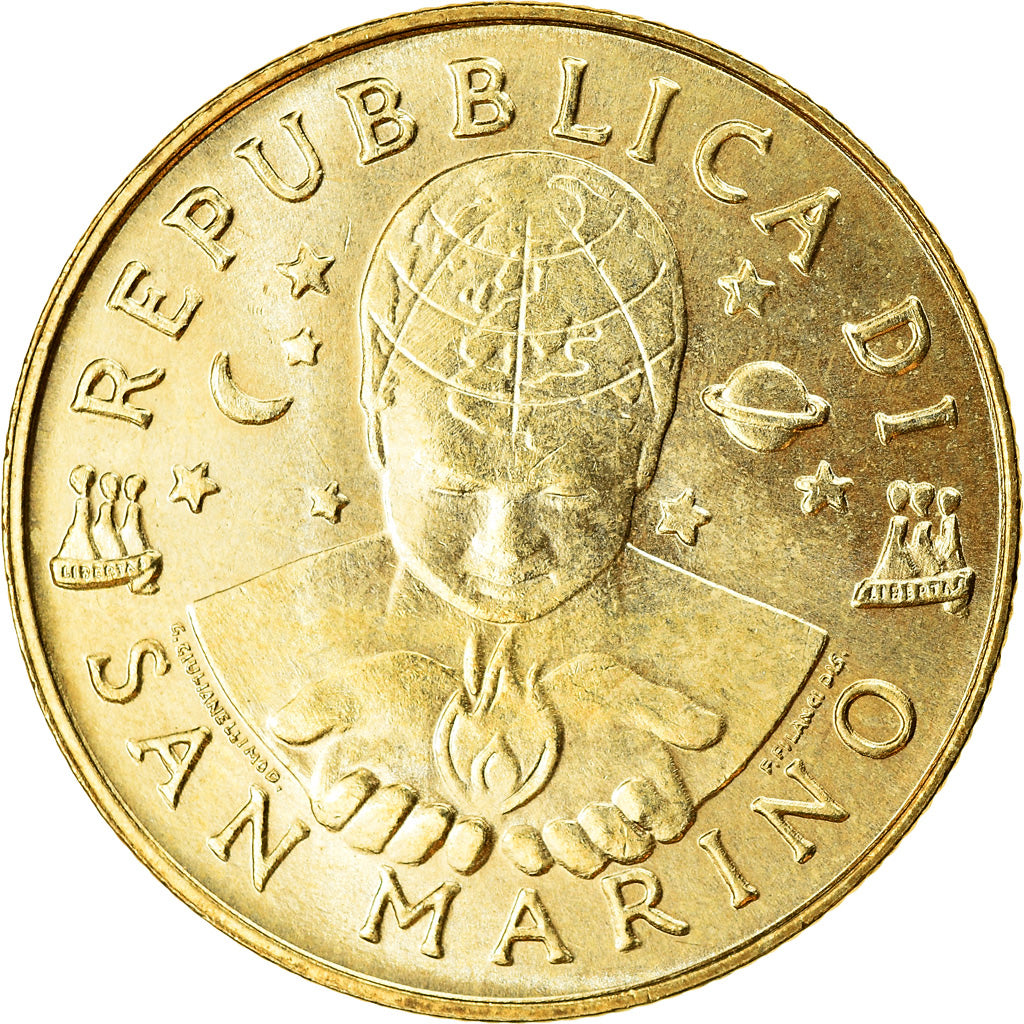 Coin, San Marino, 200 Lire, 1999, MS(63), Aluminum-Bronze, KM:393
