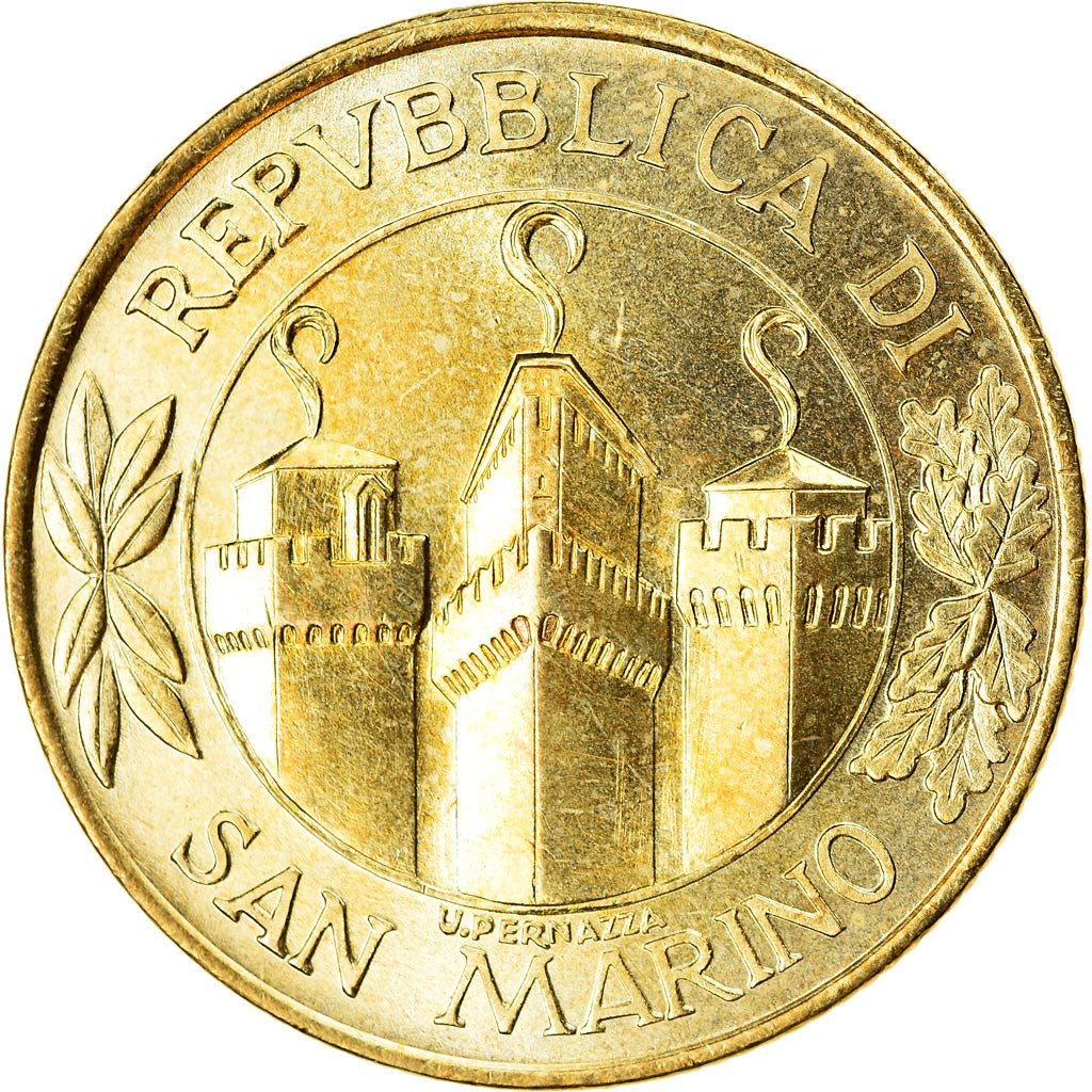 Coin, San Marino, 200 Lire, 2001, Rome, AU(50-53), Aluminum-Bronze, KM:428