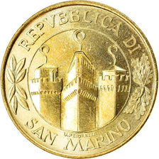 Coin, San Marino, 200 Lire, 2001, Rome, AU(50-53), Aluminum-Bronze, KM:428