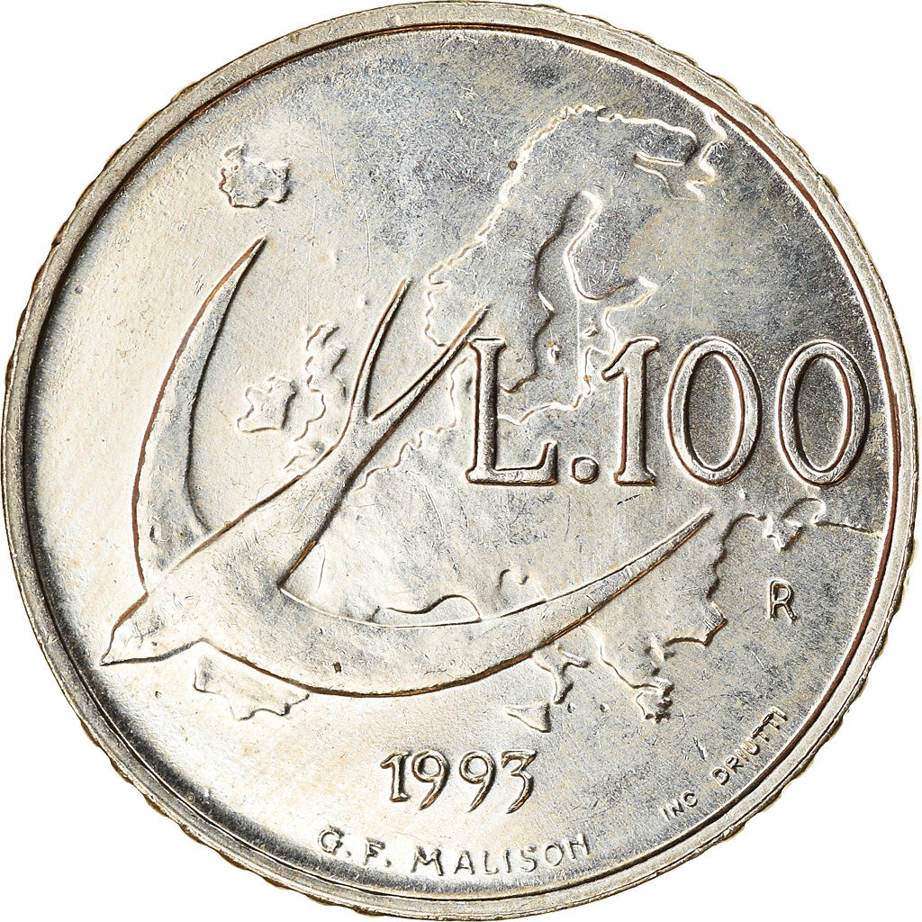 Coin, San Marino, 100 Lire, 1993, Rome, AU(55-58), Copper-nickel, KM:299