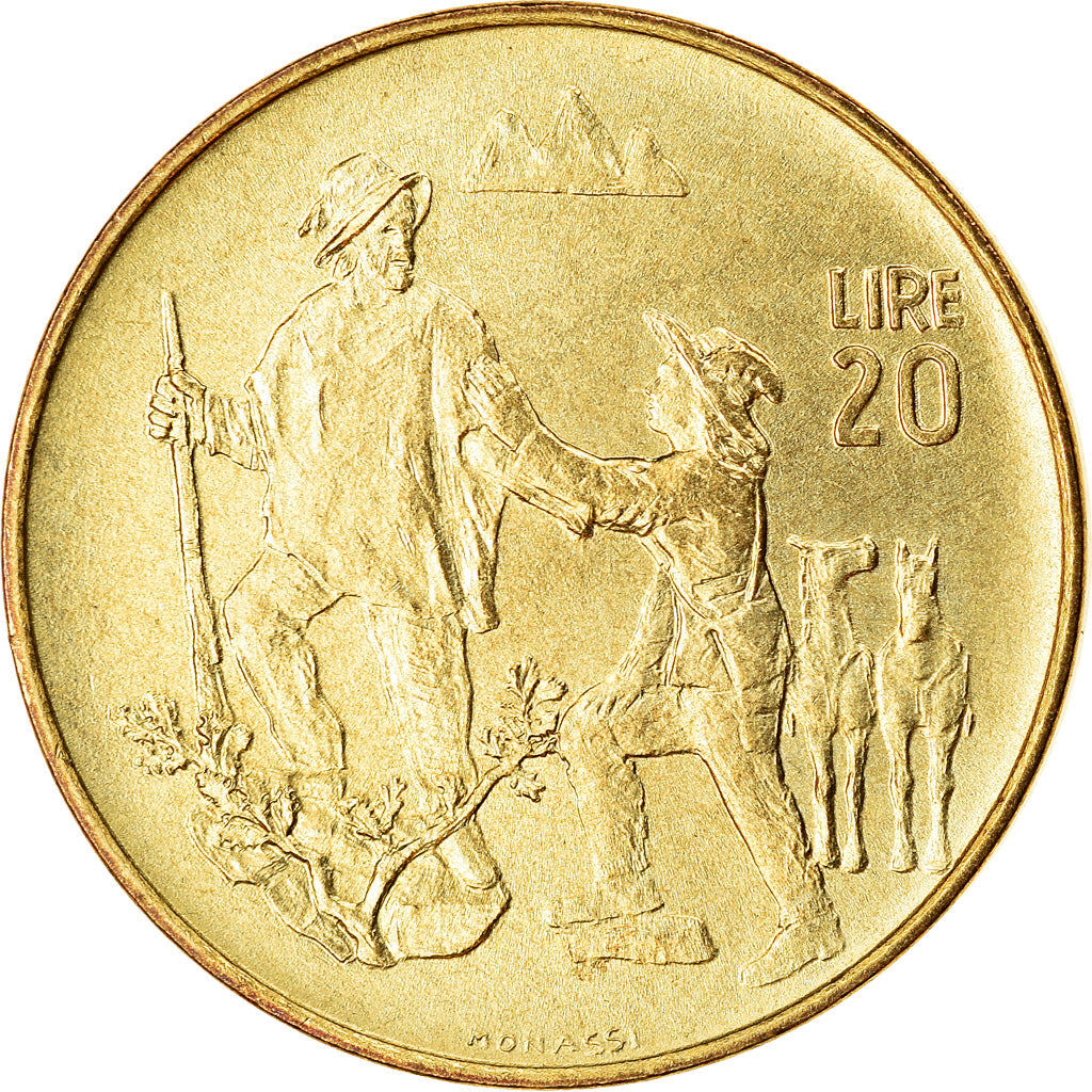Coin, San Marino, 20 Lire, 1972, Rome, MS(63), Aluminum-Bronze, KM:18