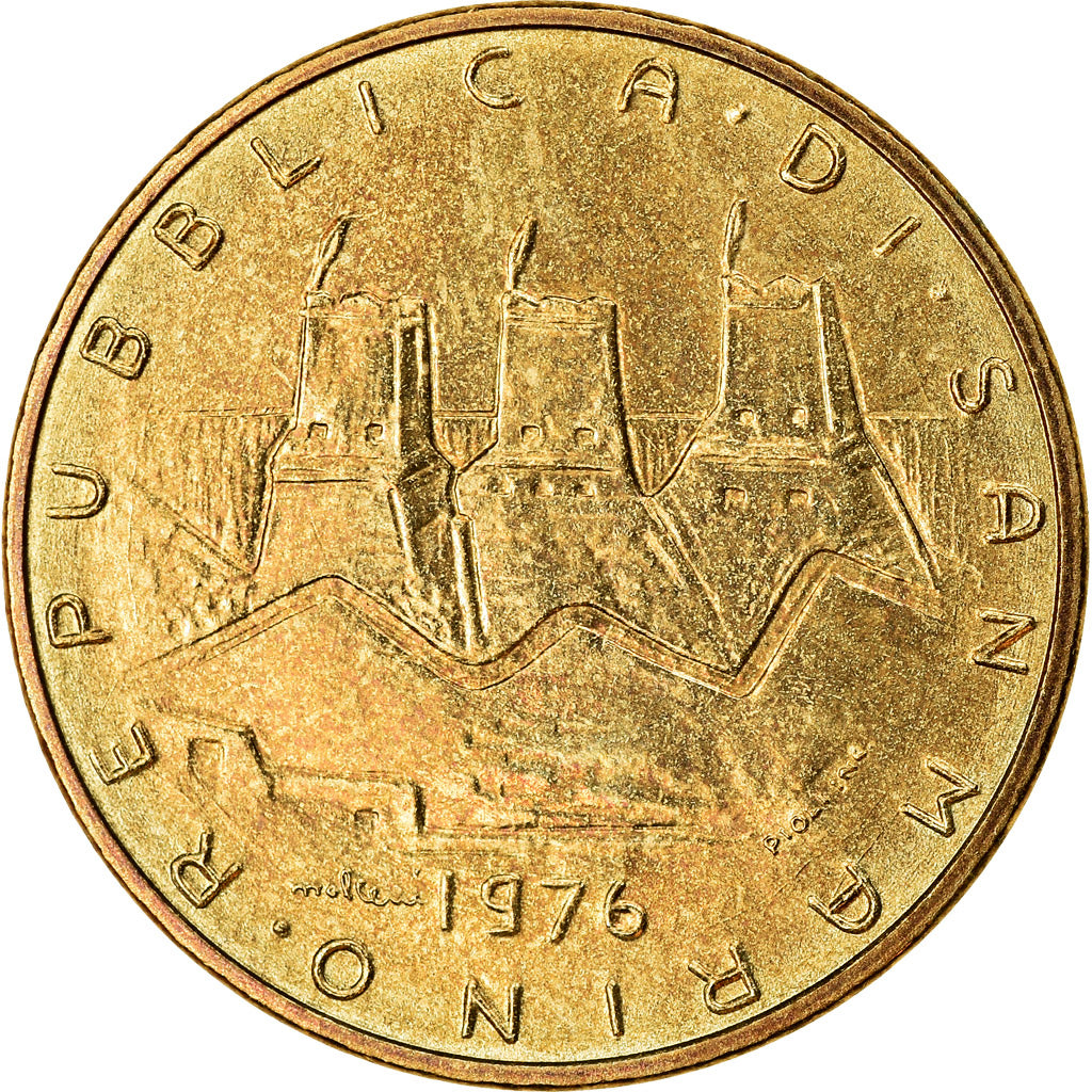 Moneta, San Marino, 20 Lire, 1976, BB+, Alluminio-bronzo, KM:55