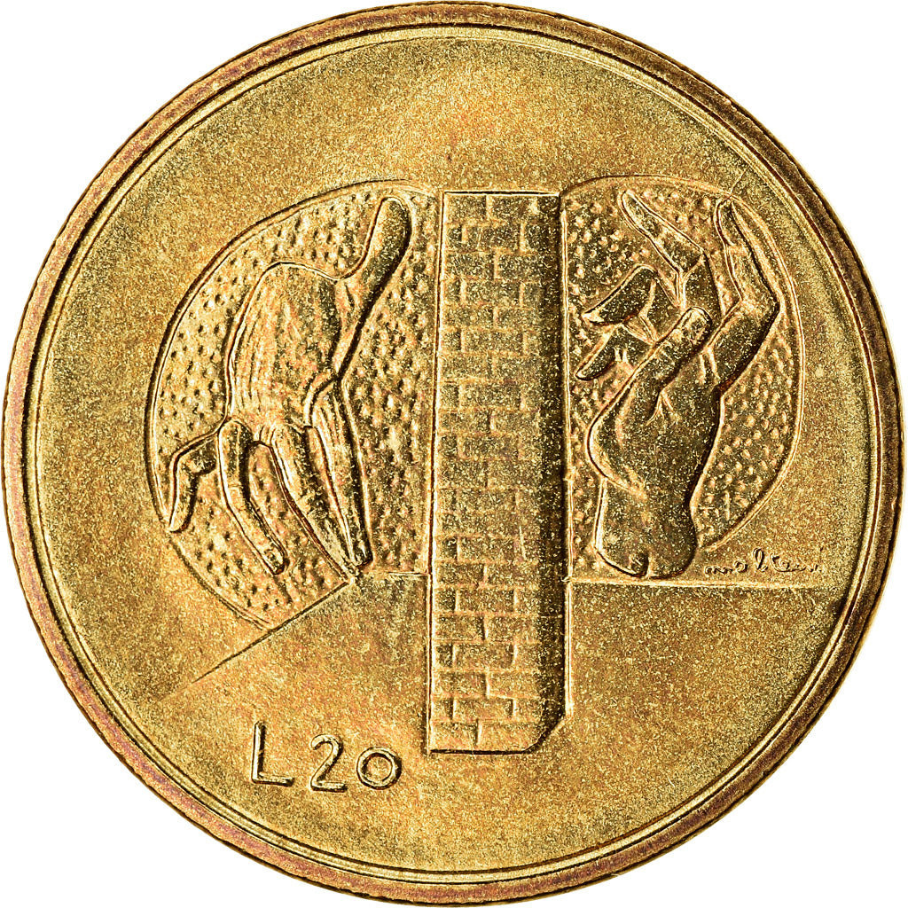 Moneta, San Marino, 20 Lire, 1976, BB+, Alluminio-bronzo, KM:55